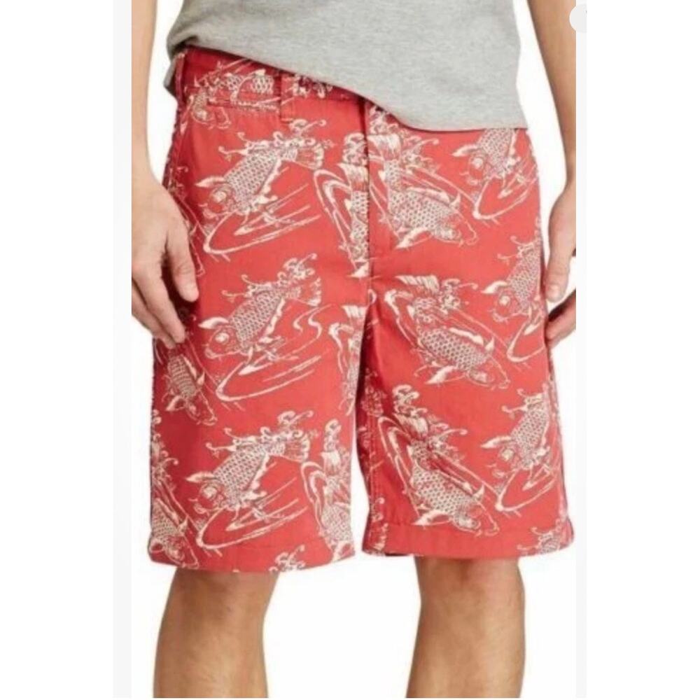 Polo Ralph Lauren Shorts Men 40 Red Chino Koi Fish Relaxed Fit Flat Front cotton
